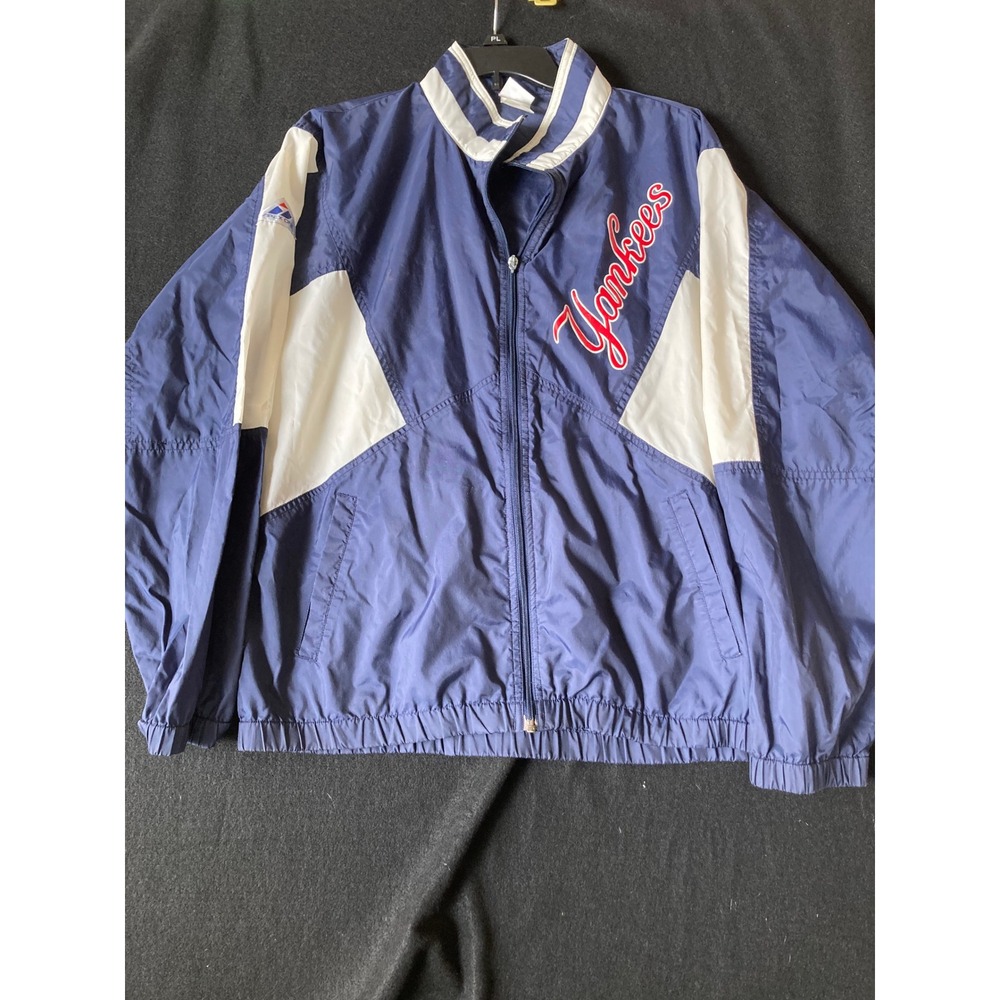 Vintage Apex One New York Yankees Windbreaker Jacket‎ Navy Blue White MLB 90s